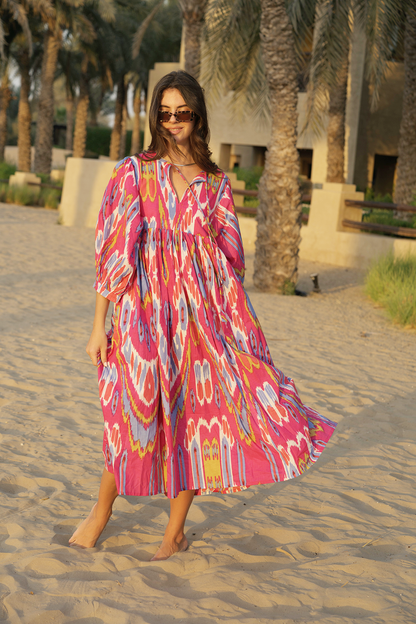 Liana Midi Dress - Hibiscus