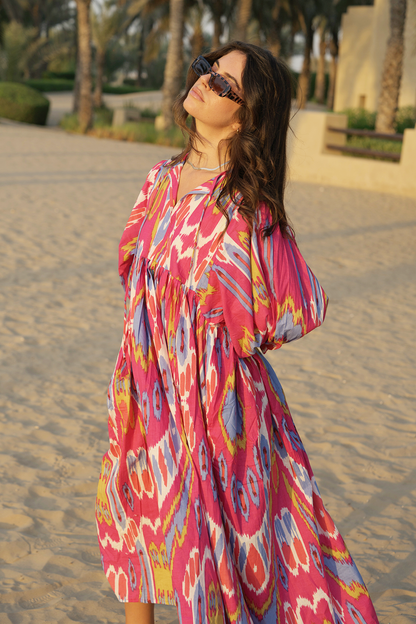 Liana Midi Dress - Hibiscus