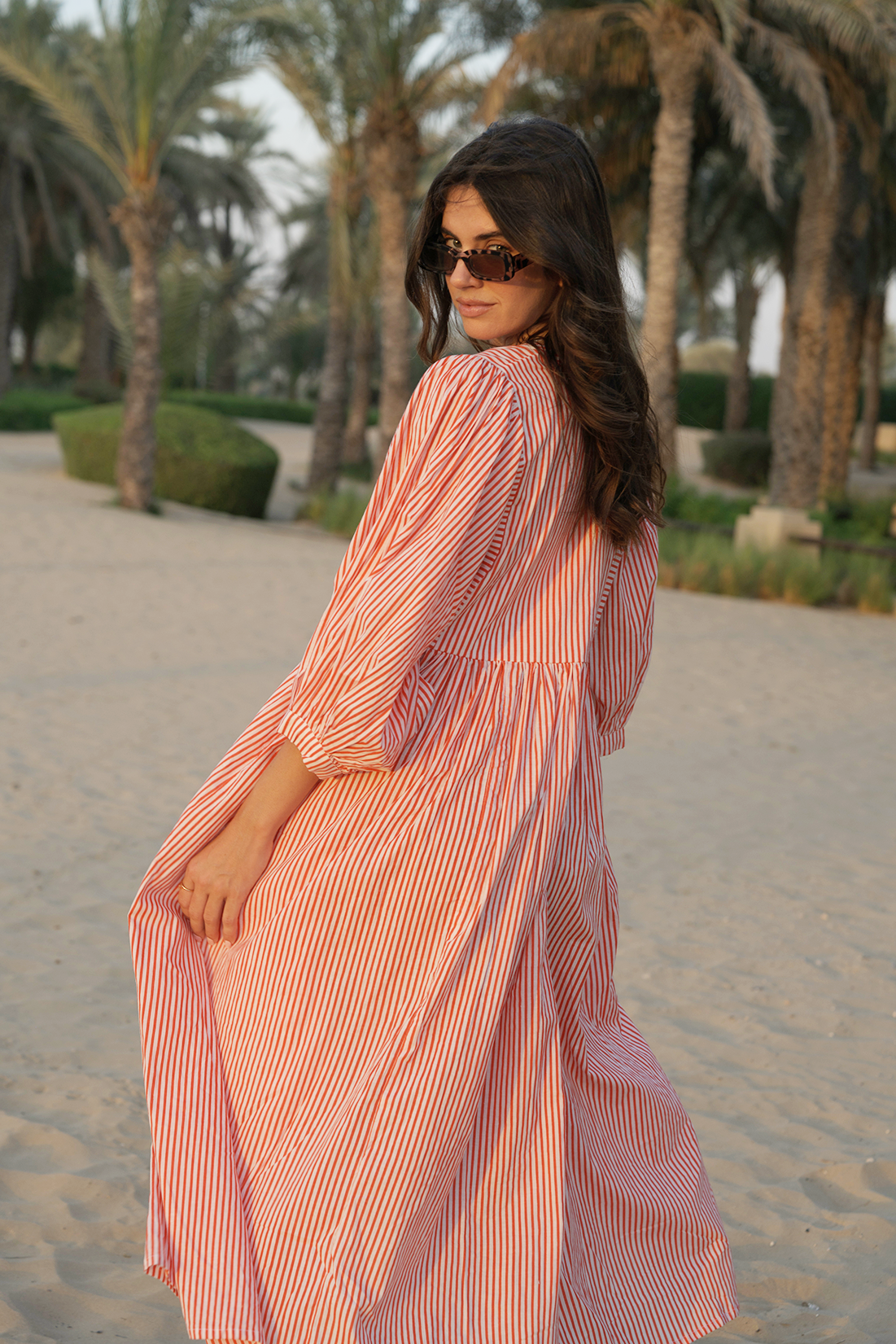 off-shoulder midi dress apricot Liana Midi Dress