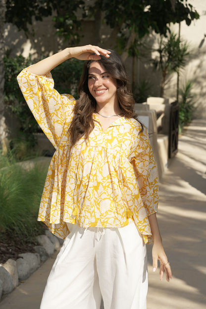 Meera Blouse - Golden Bloom