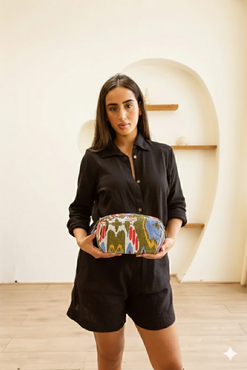 Makeup Bag Emerald Ikat Dream