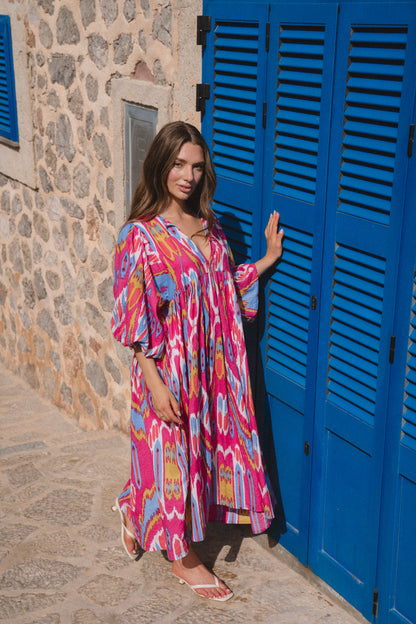 Liana Midi Dress - Hibiscus