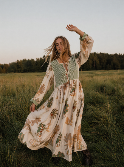 Tara Midi Dress Olive Palm