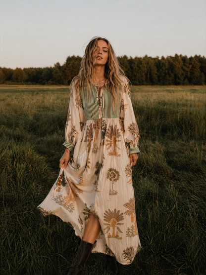 Tara Midi Dress Olive Palm VIP