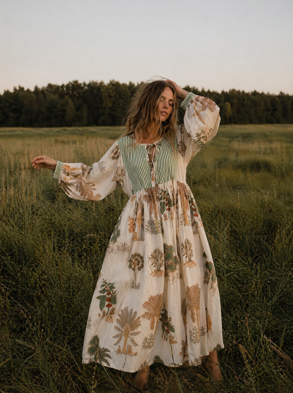 Tara Midi Dress Olive Palm VIP