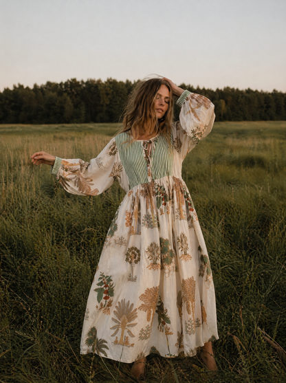 Tara Midi Dress Olive Palm VIP