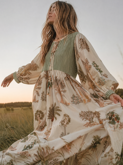 Tara Midi Dress Olive Palm VIP