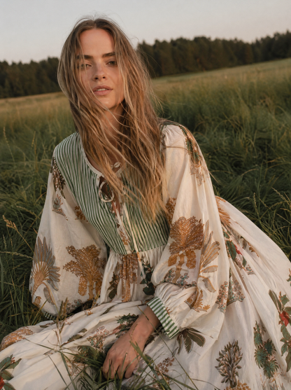 Tara Midi Dress Olive Palm